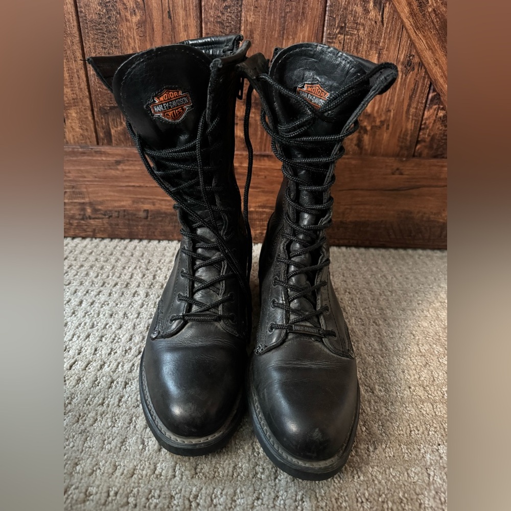 Harley-Davidson Black Boots with Orange Logo